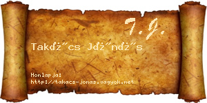 Takács Jónás névjegykártya